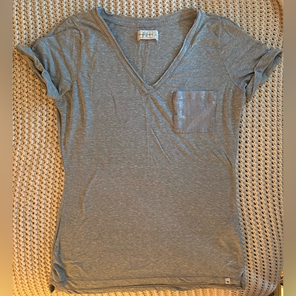 Abercrombie & Fitch Short Sequin Pocket Tee